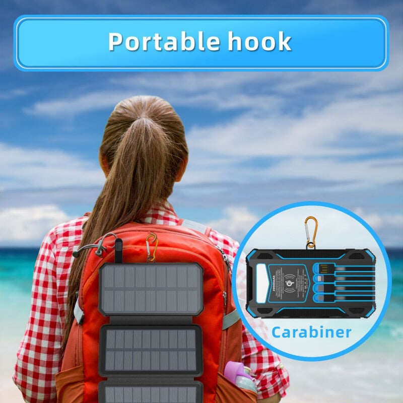 🔥Christmas Limited-Time Offer: 50% OFF!!!🔥20000mAh Solar Power Bank with Foldable Panels, Wireless Charging & LED Flashlight