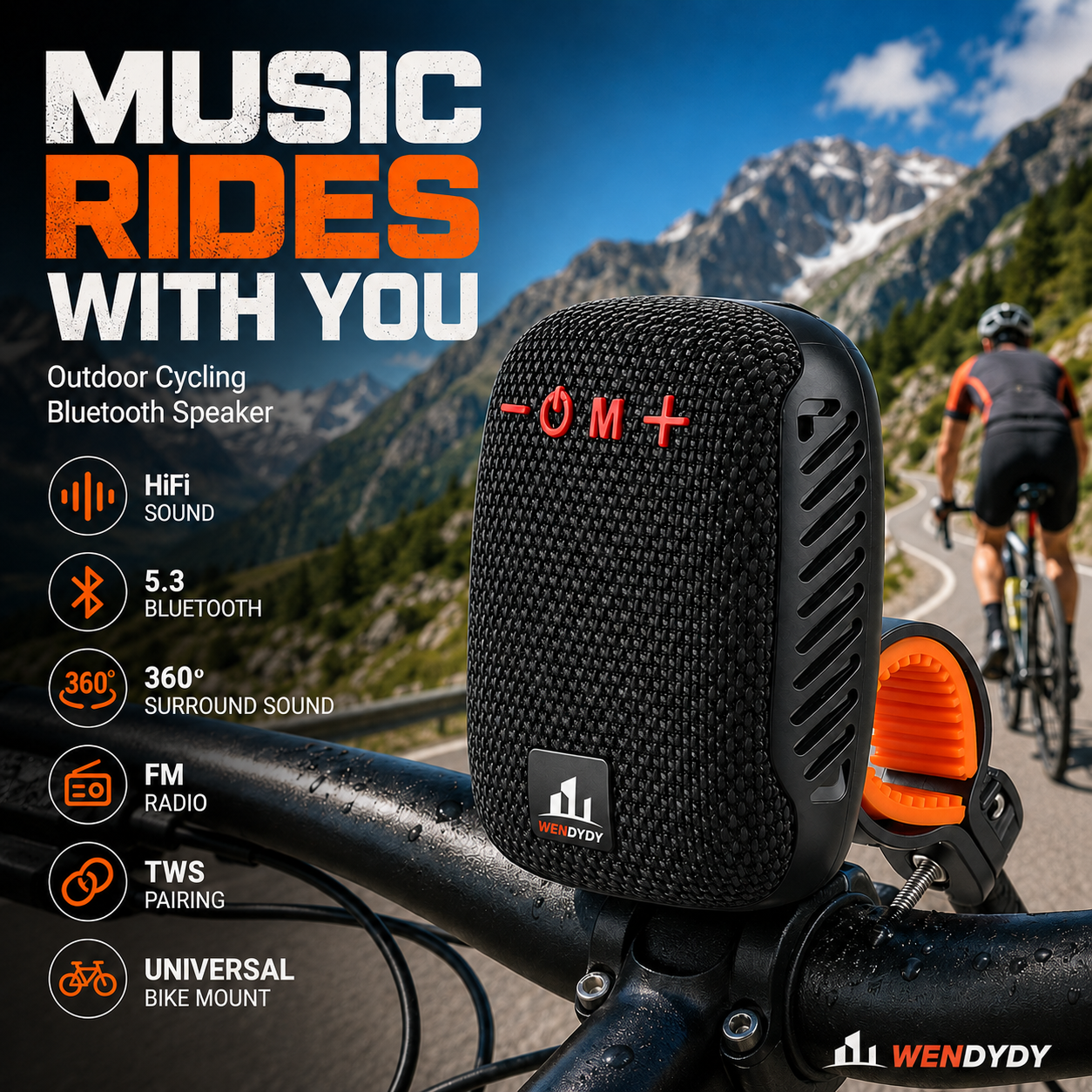 🚴‍♂️🎵 Waterproof Bike Bluetooth Speaker – IPX5, TWS stereo, hands‐free calls. Secure mount, 70m range. Ride with beats! 🔊✨