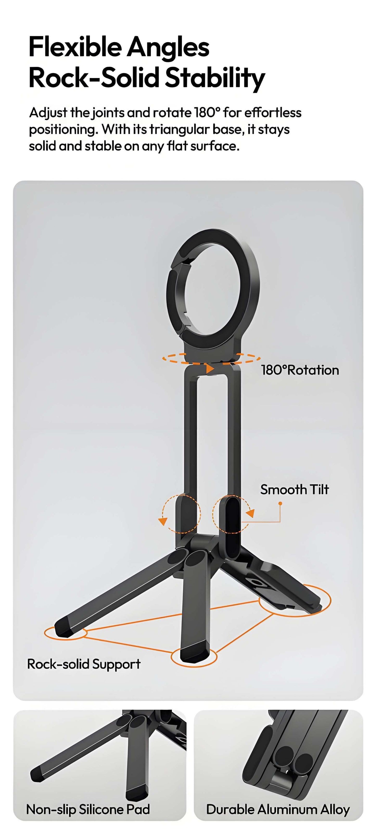 📢📢50% off!! ⏰ Magnetic Mount – 5-in-1 Mini Tripod with Dual MagSafe Magnets, Foldable Hook & Arca-Swiss Base! 📱🎥