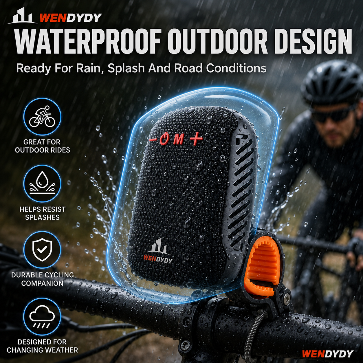 🚴‍♂️🎵 Waterproof Bike Bluetooth Speaker – IPX5, TWS stereo, hands‐free calls. Secure mount, 70m range. Ride with beats! 🔊✨