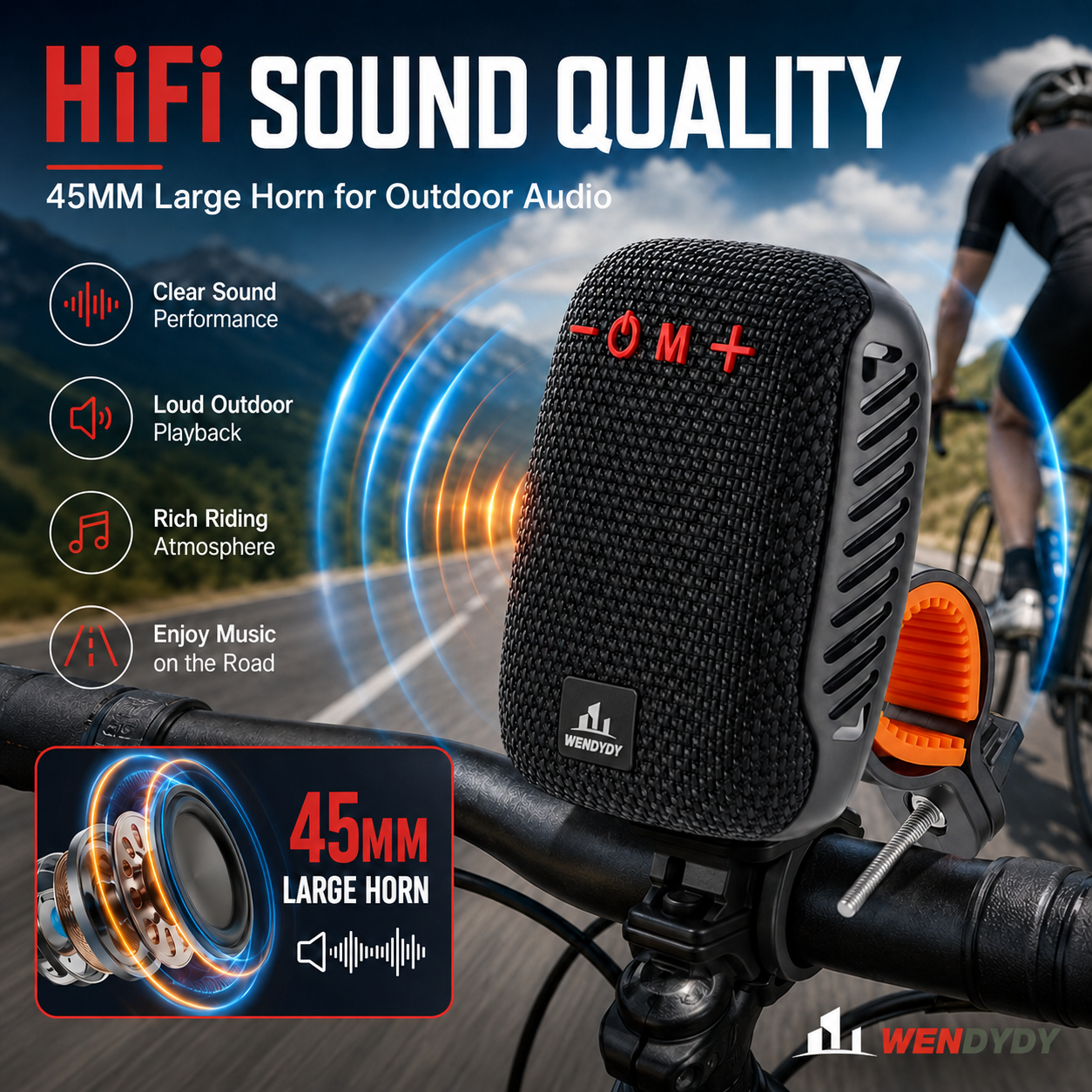🚴‍♂️🎵 Waterproof Bike Bluetooth Speaker – IPX5, TWS stereo, hands‐free calls. Secure mount, 70m range. Ride with beats! 🔊✨