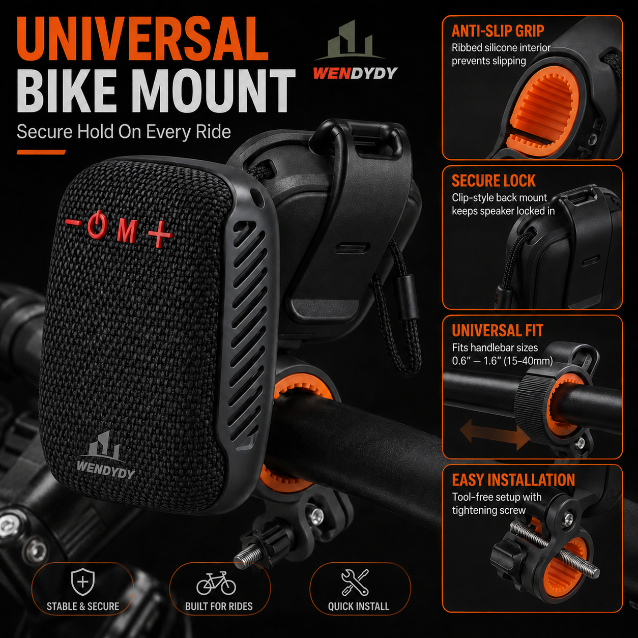 🚴‍♂️🎵 Waterproof Bike Bluetooth Speaker – IPX5, TWS stereo, hands‐free calls. Secure mount, 70m range. Ride with beats! 🔊✨