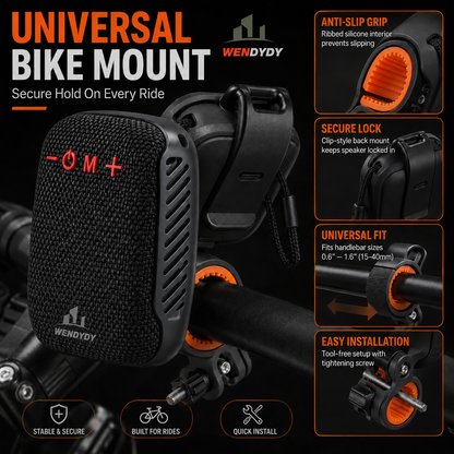 🚴‍♂️🎵 Waterproof Bike Bluetooth Speaker – IPX5, TWS stereo, hands‐free calls. Secure mount, 70m range. Ride with beats! 🔊✨