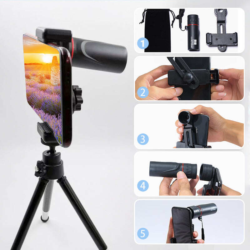 🔭 50% OFF NOW! ✨ Outdoor Portable Monocular Telescope - 12x50 High Definition with Smartphone Adapter for Adventures 🌄📱