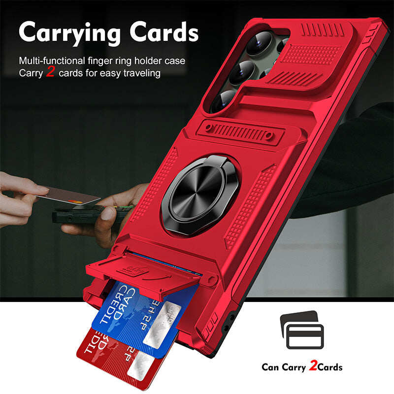 Samsung Phone Case with Card Holder & Magnetic Ring Stand