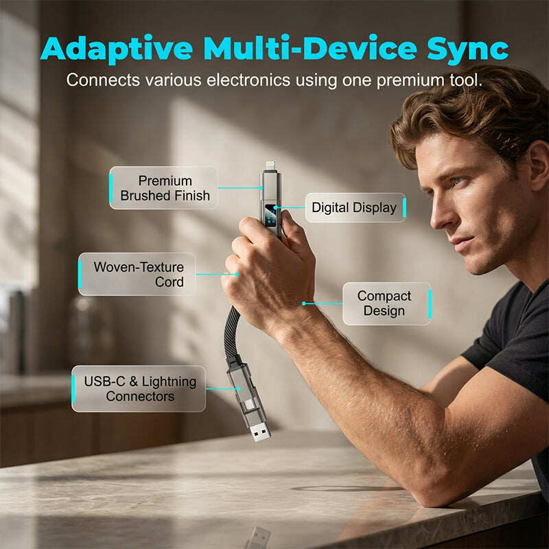🔥HOT SALE50% OFF🔥4-in-1 Digital Display Keychain Charging Cable