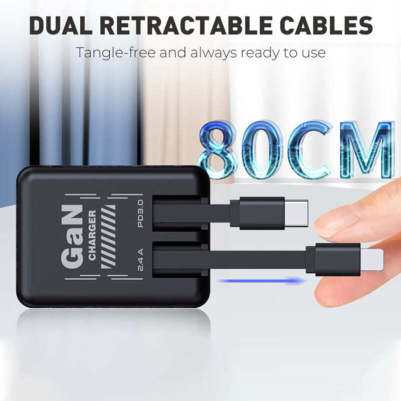 🔥Hot Sale Deals-Retractable Wall Charger with Dual Cables